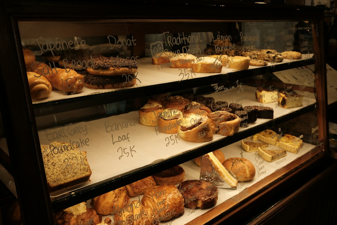 Coffee shop pastry counter and display