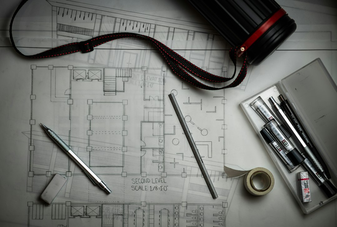Architectural blueprints and drafting tools