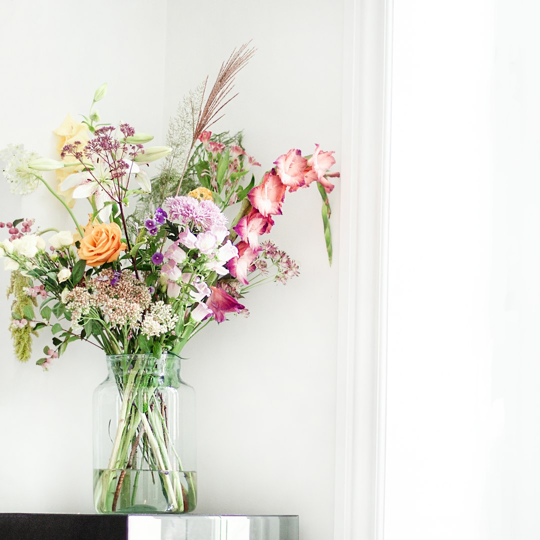 Wildflower bouquet in a vase in a home setting