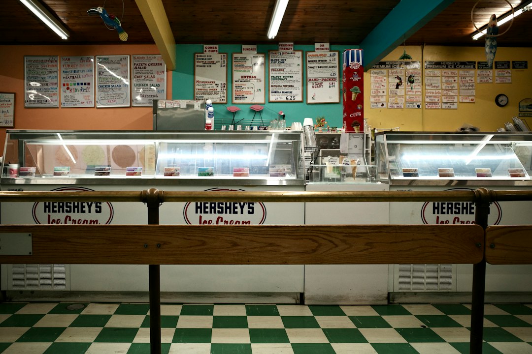 Retro ice cream parlor interior