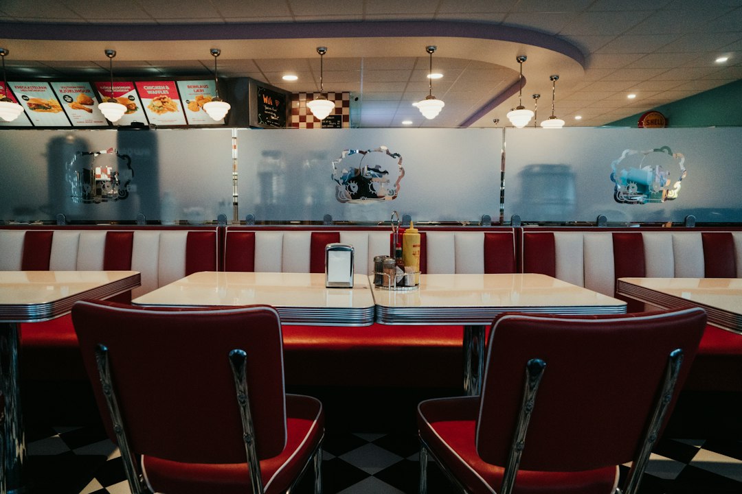 Retro vinyl diner booths and chairs
