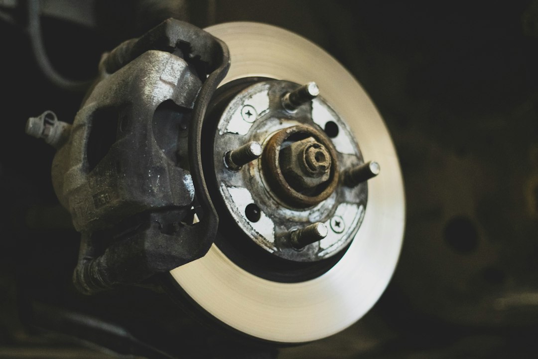 Close-up of vehicle brake components