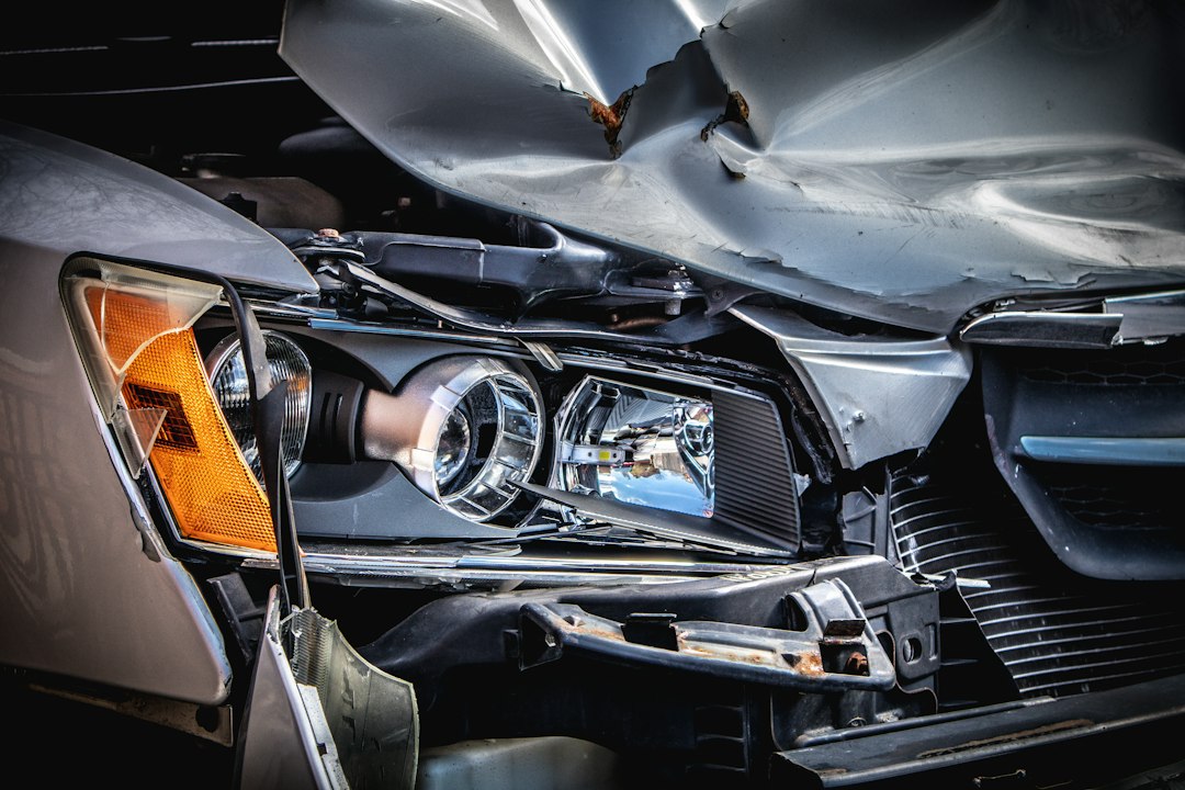 Vehicle with front-end collision damage awaiting an estimate