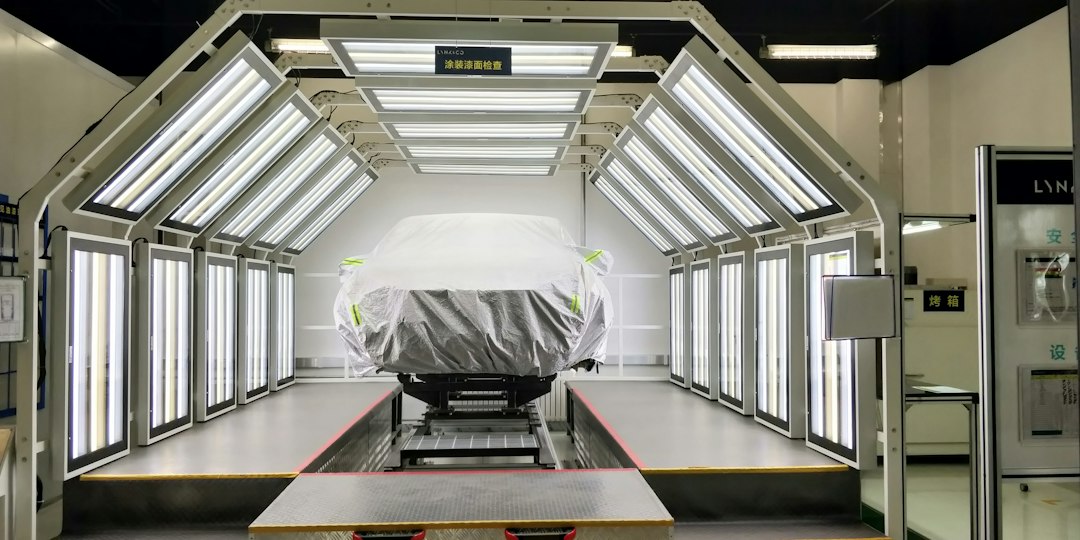 Vehicle prepared inside an automotive refinishing environment