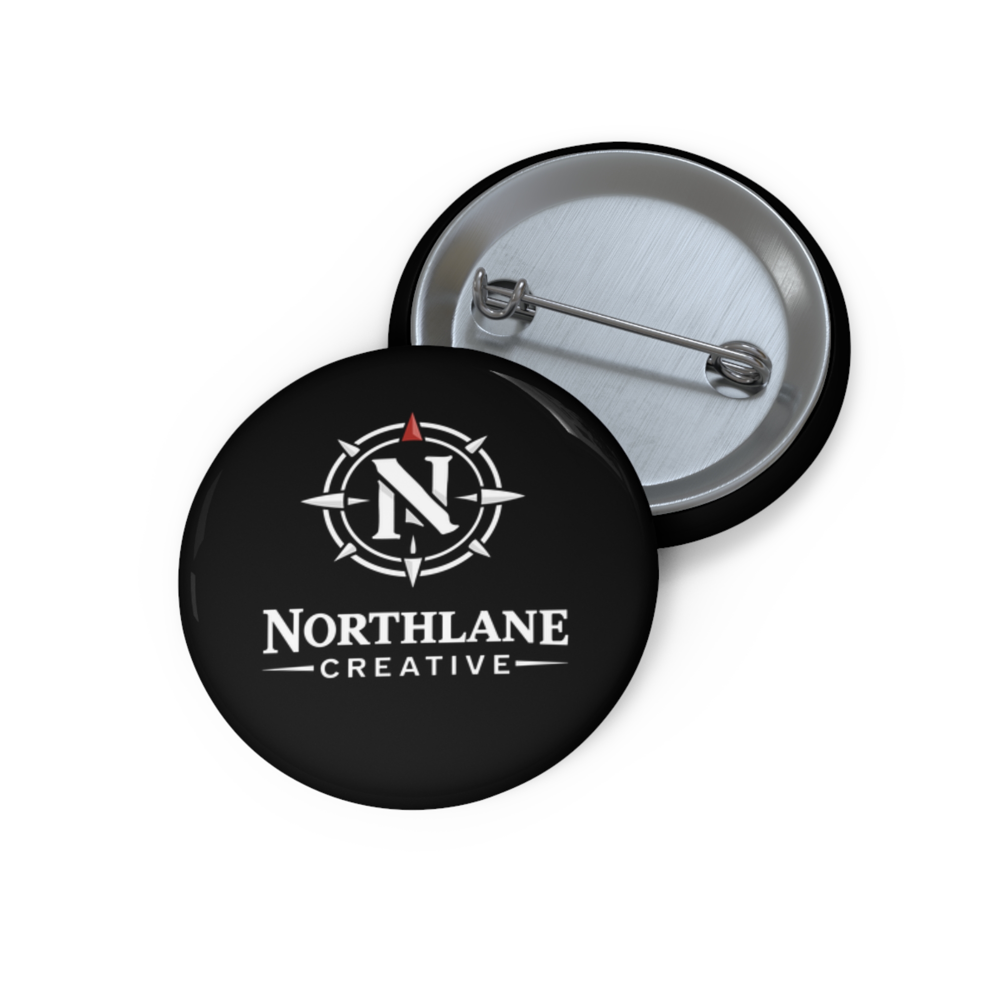 Northlane Creative Logo Pin Button — Custom Black Brand Badge