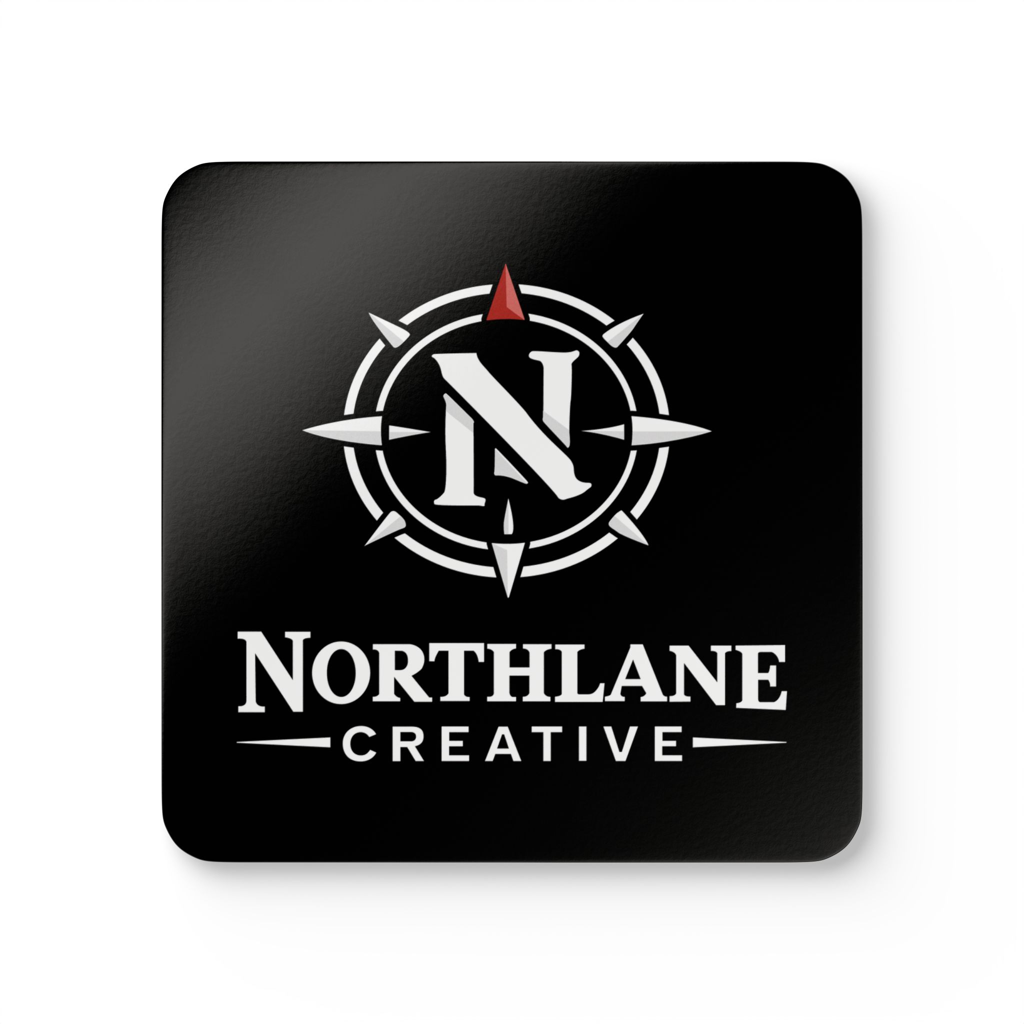 Northlane Creative Compass Corkwood Coaster Set – Branded Logo Drink Coasters (4-Pack)