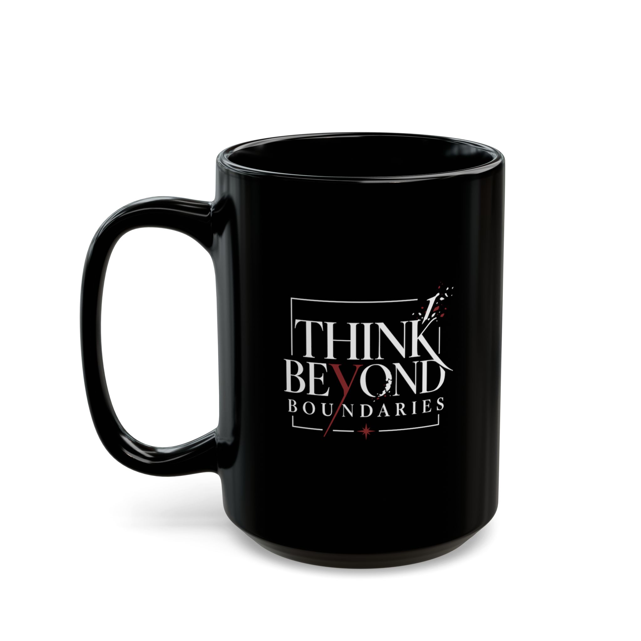 Think Beyond Boundaries Black Mug — Inspirational Coffee Cup (11oz, 15oz)