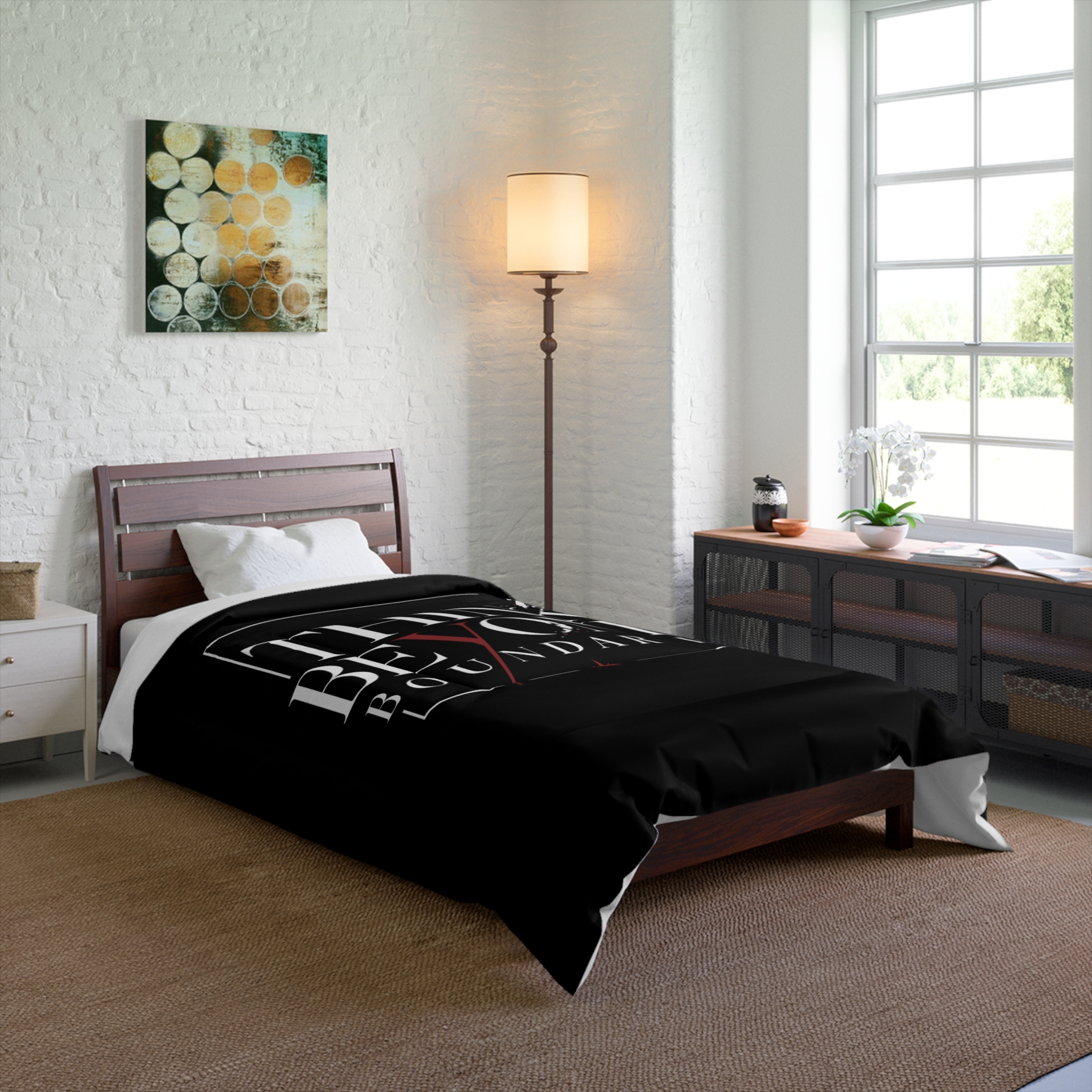 Think Beyond Boundaries Comforter - Inspirational Black Bedroom Bedding - Image 8