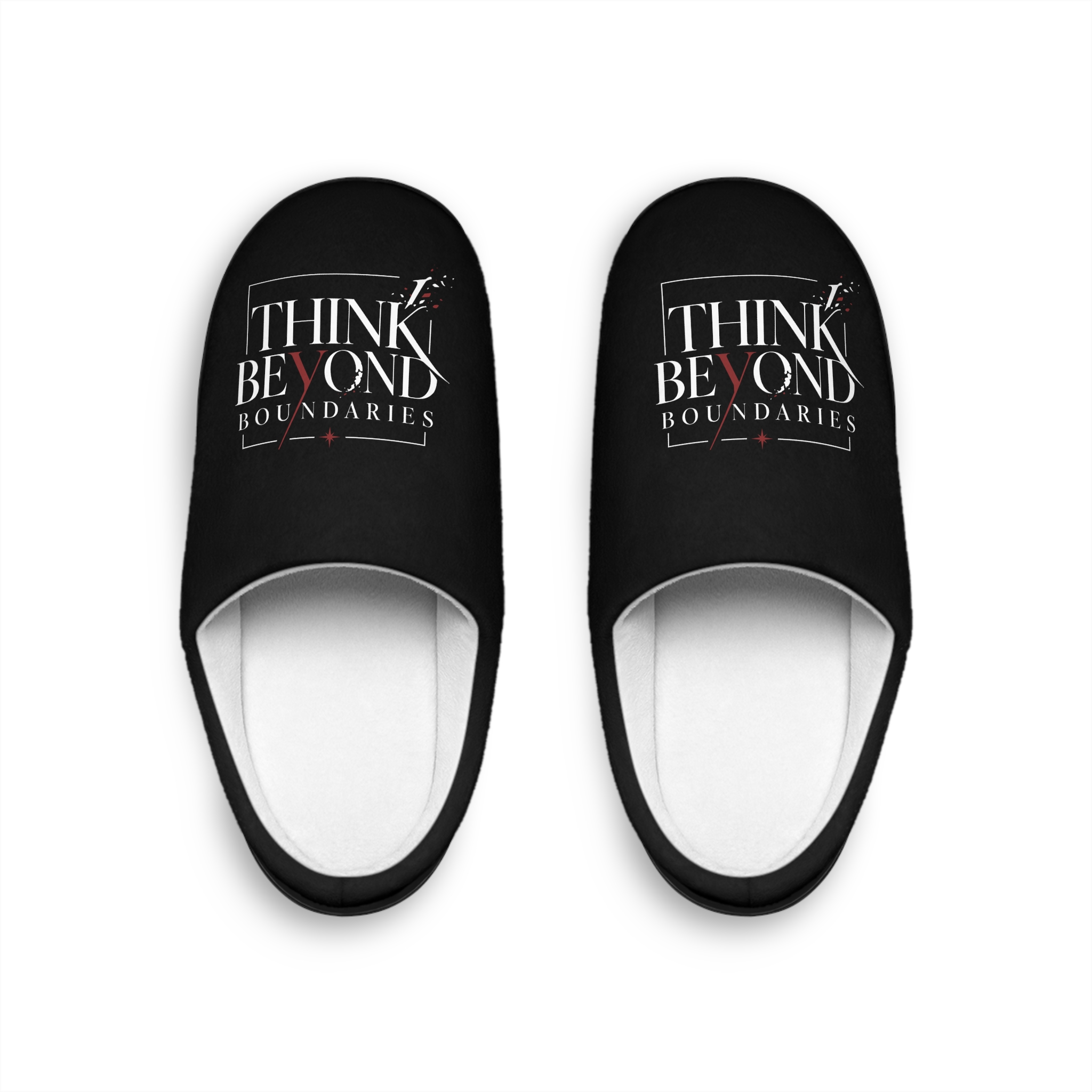 Think Beyond Boundaries Men's Slippers — Motivational Indoor House Shoes