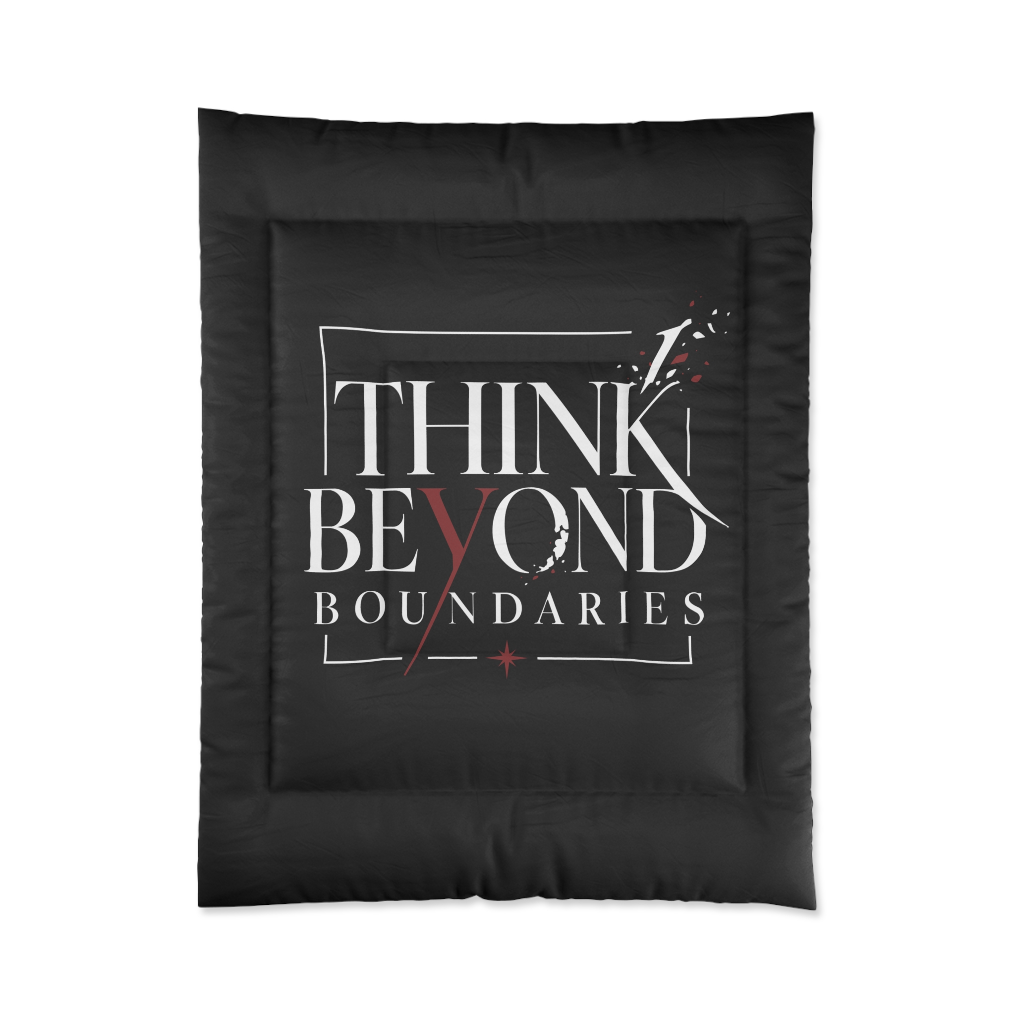 Think Beyond Boundaries Comforter - Inspirational Black Bedroom Bedding - Image 7