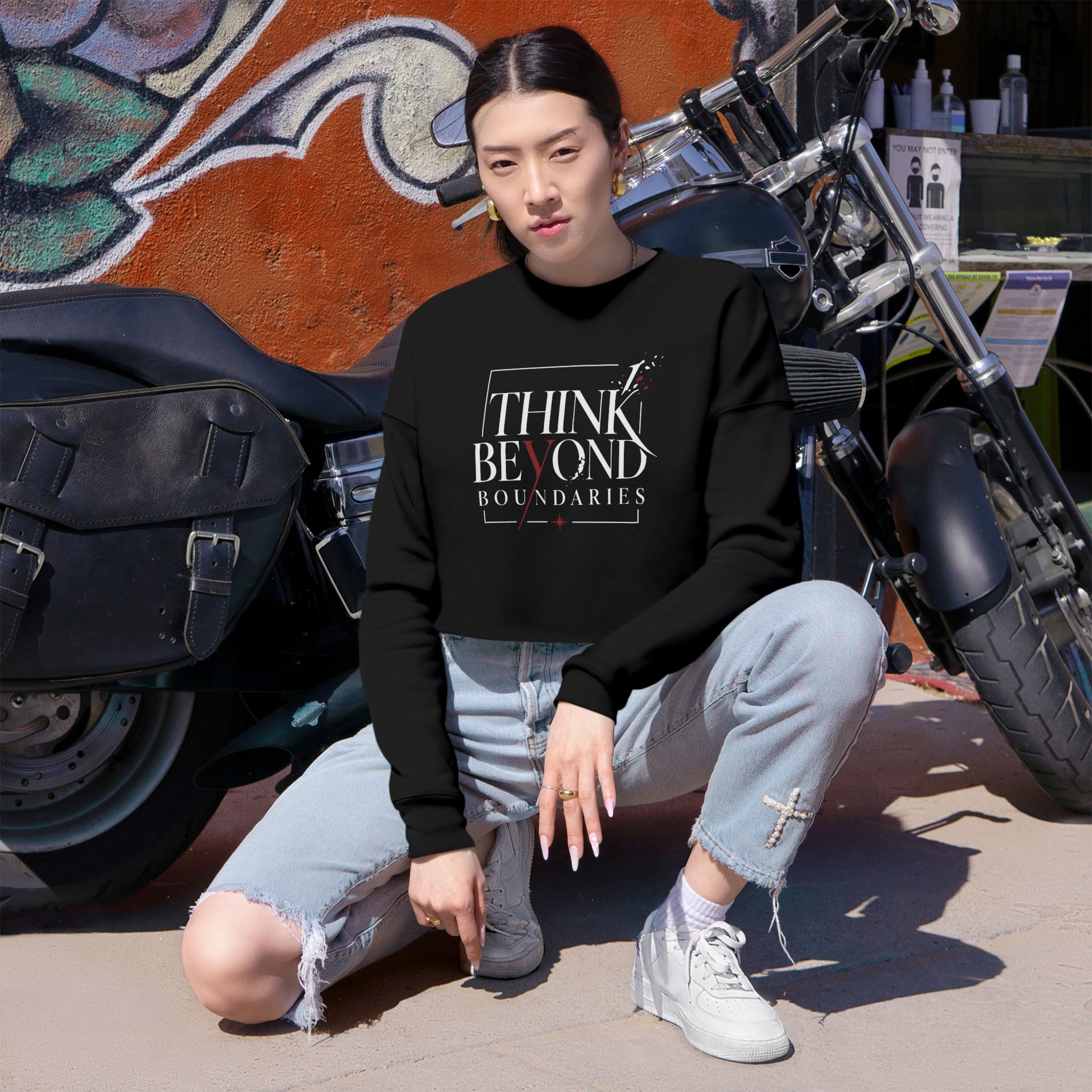 Think Beyond Boundaries Cropped Sweatshirt - Image 3