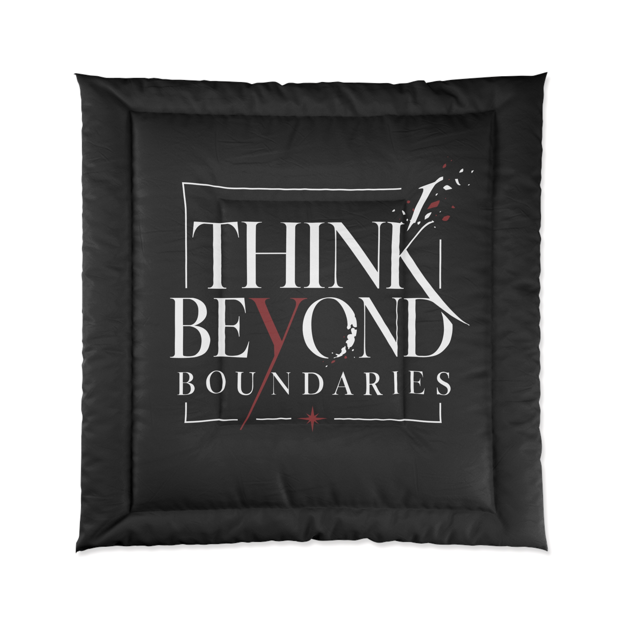 Think Beyond Boundaries Comforter - Inspirational Black Bedroom Bedding - Image 3