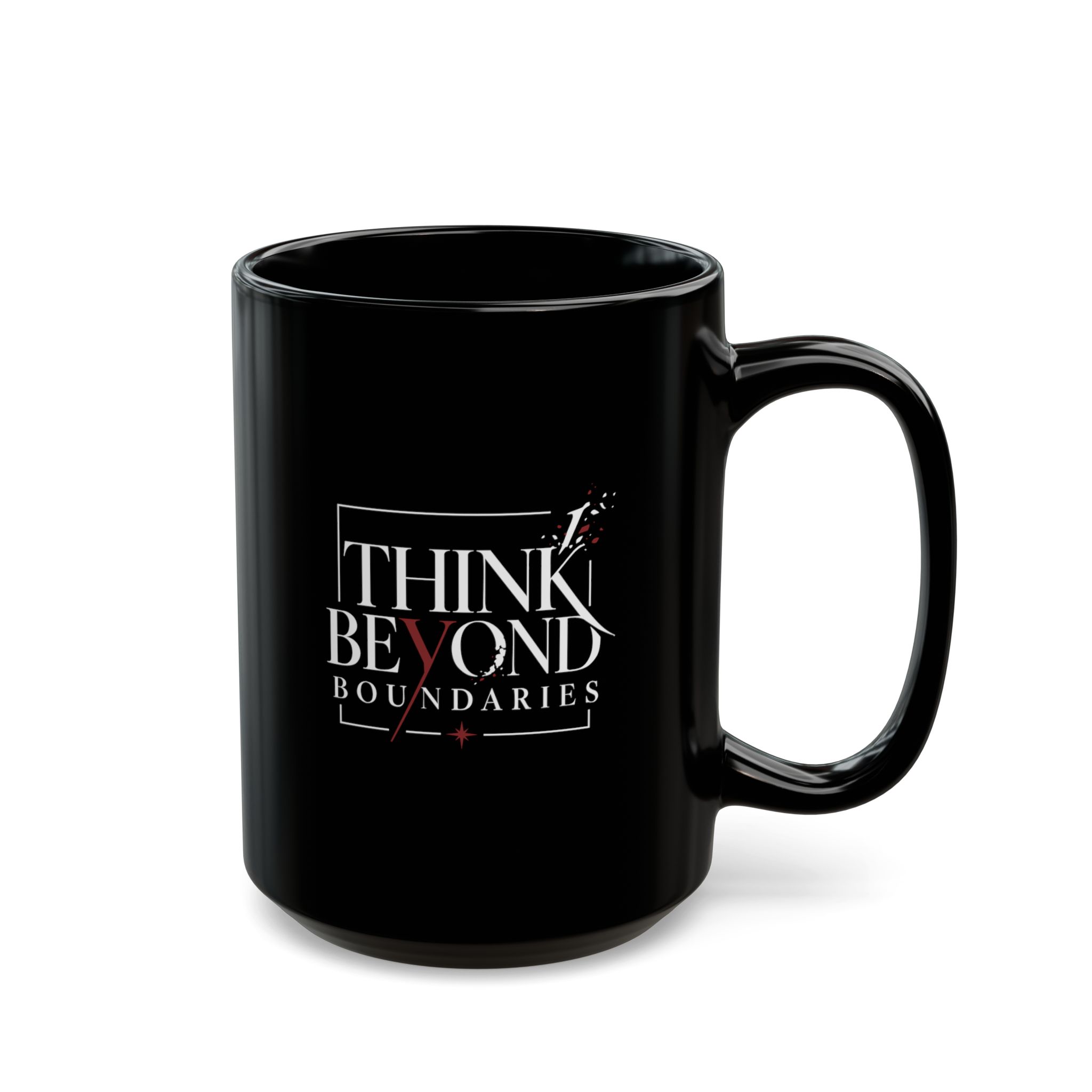 Think Beyond Boundaries Black Mug — Inspirational Coffee Cup (11oz, 15oz) - Image 2