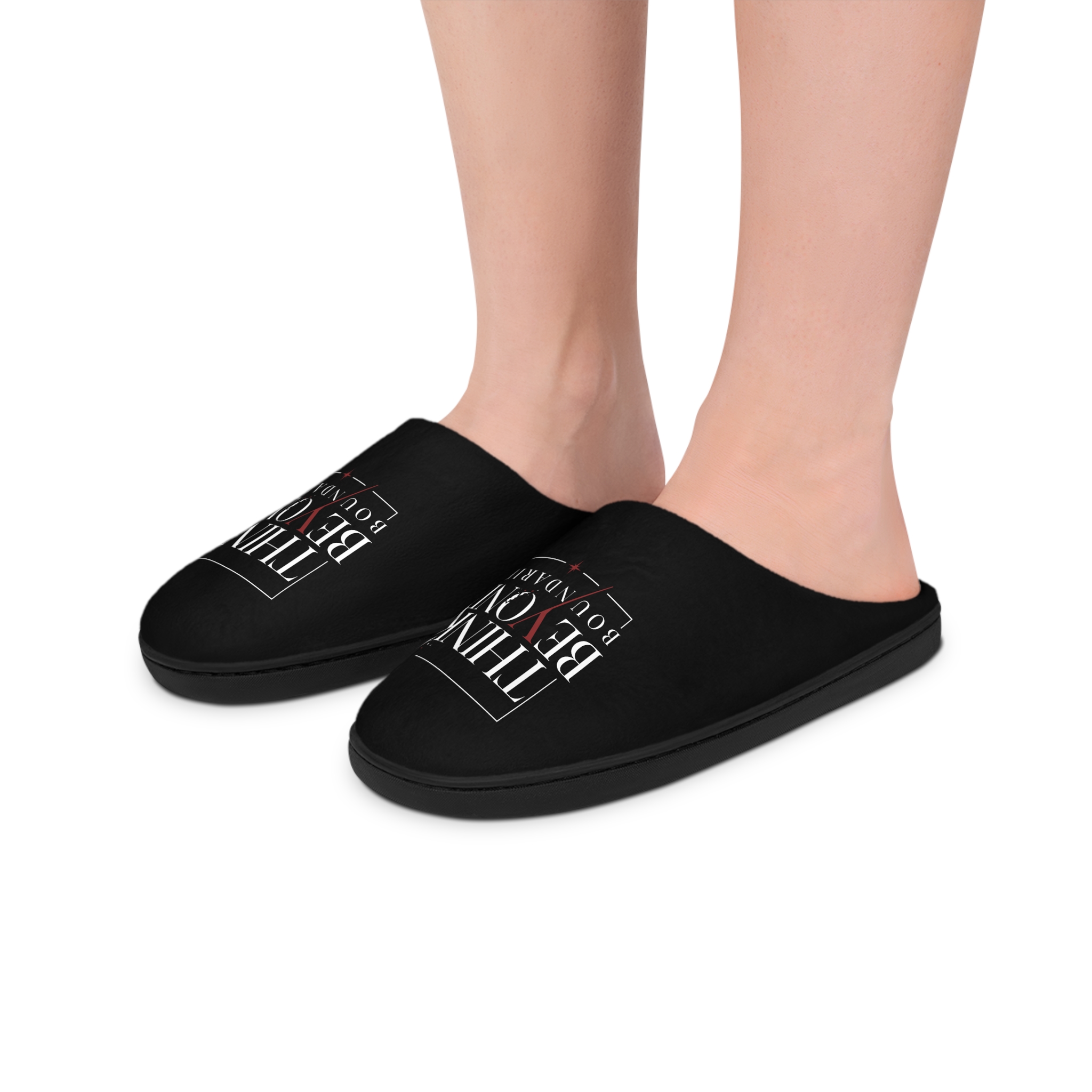 Think Beyond Boundaries Men's Slippers — Motivational Indoor House Shoes - Image 2