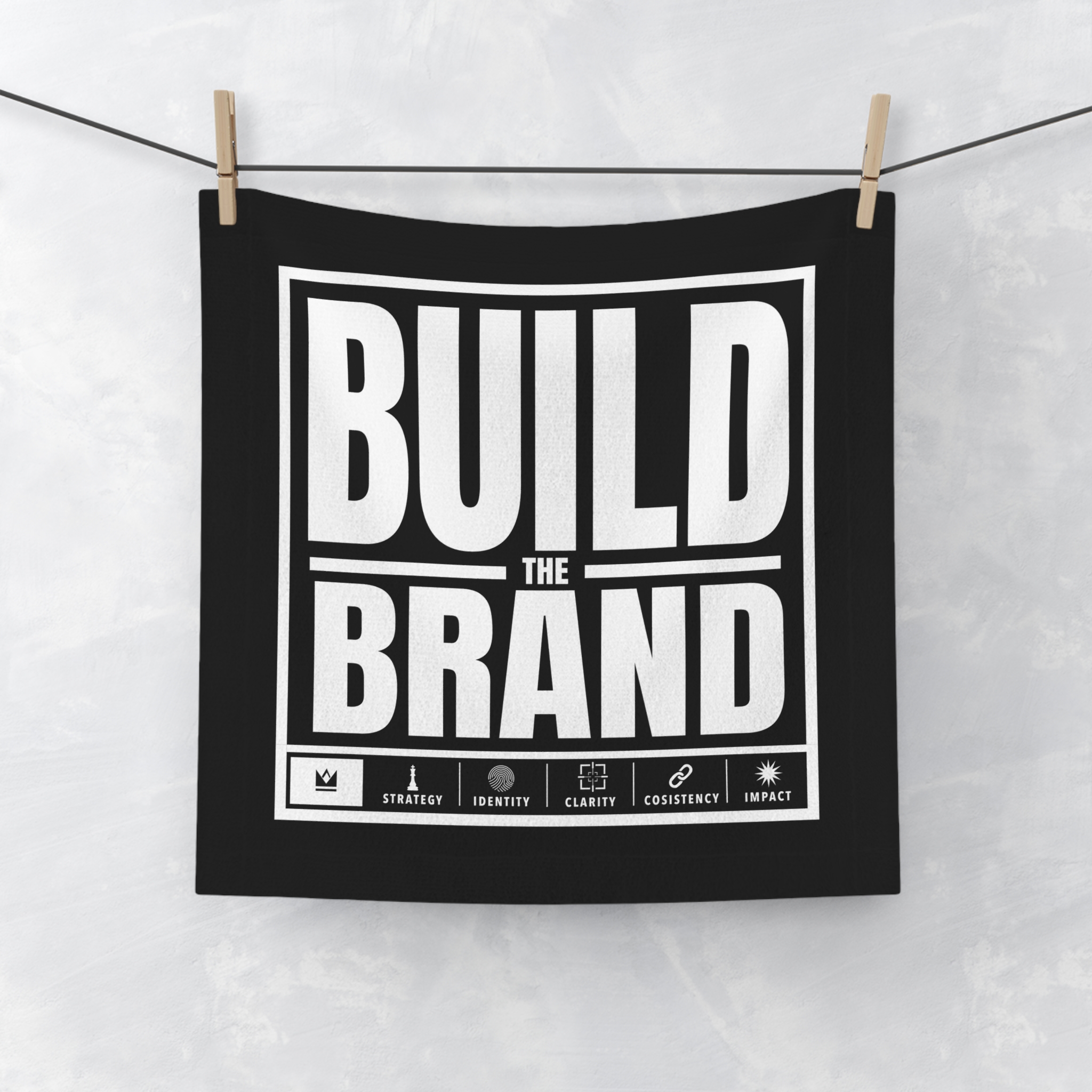 Build The Brand Face Towel — Black Graphic Logo Face Cloth