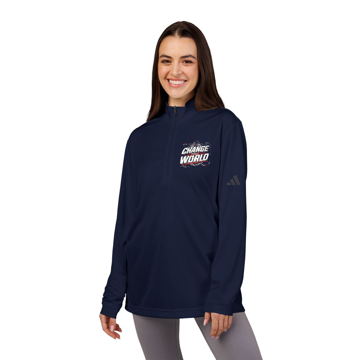 Adidas logo embroidered Quarter-Zip Pullover | Performance long sleeve - Image 4