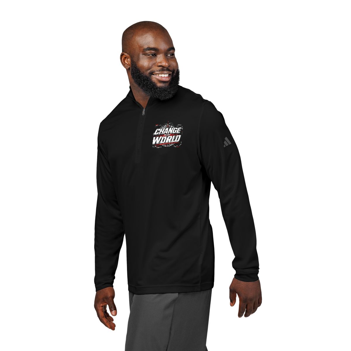 Adidas logo embroidered Quarter-Zip Pullover | Performance long sleeve