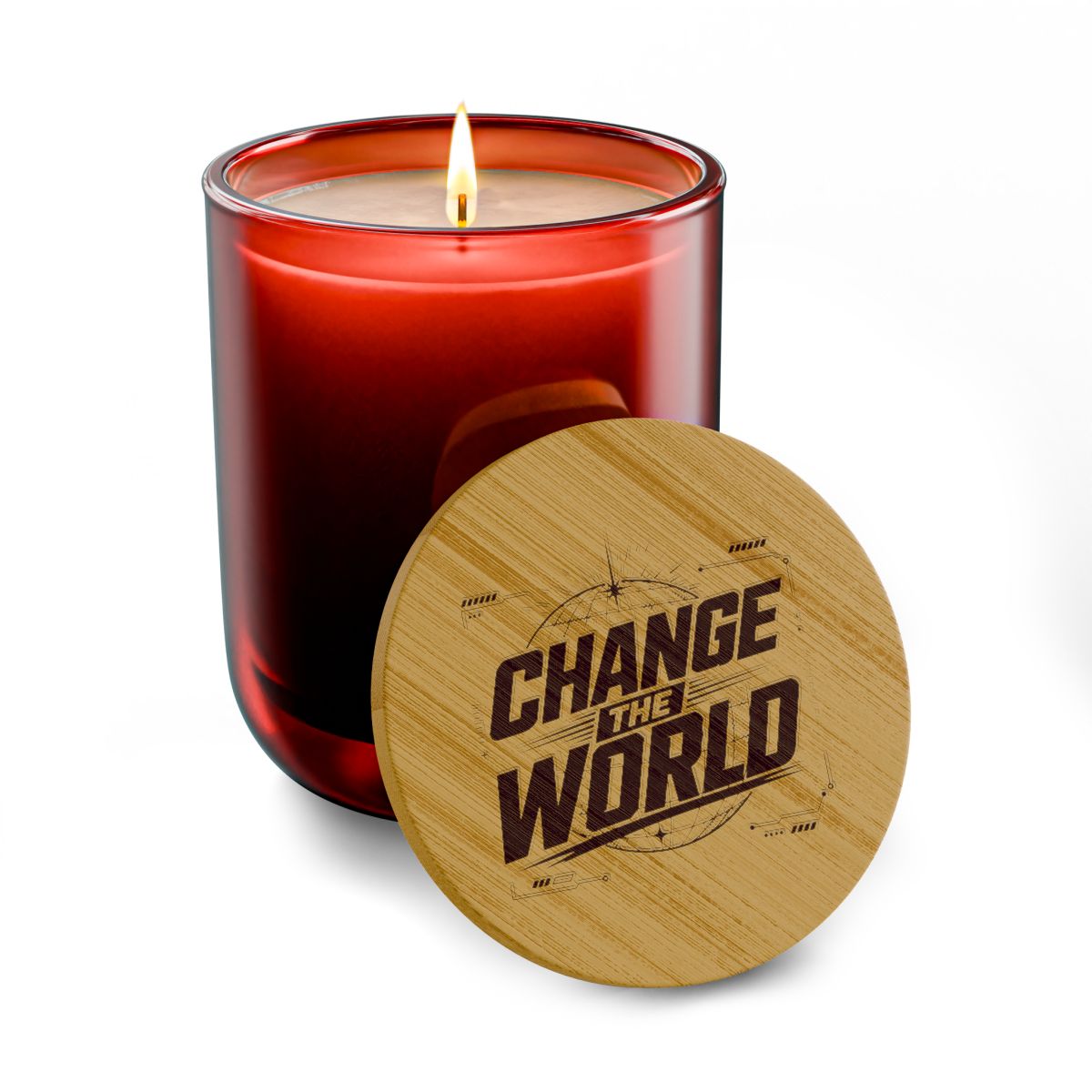 Change the World Candle, Soy Candle with Engraved Bamboo Lid - Image 7