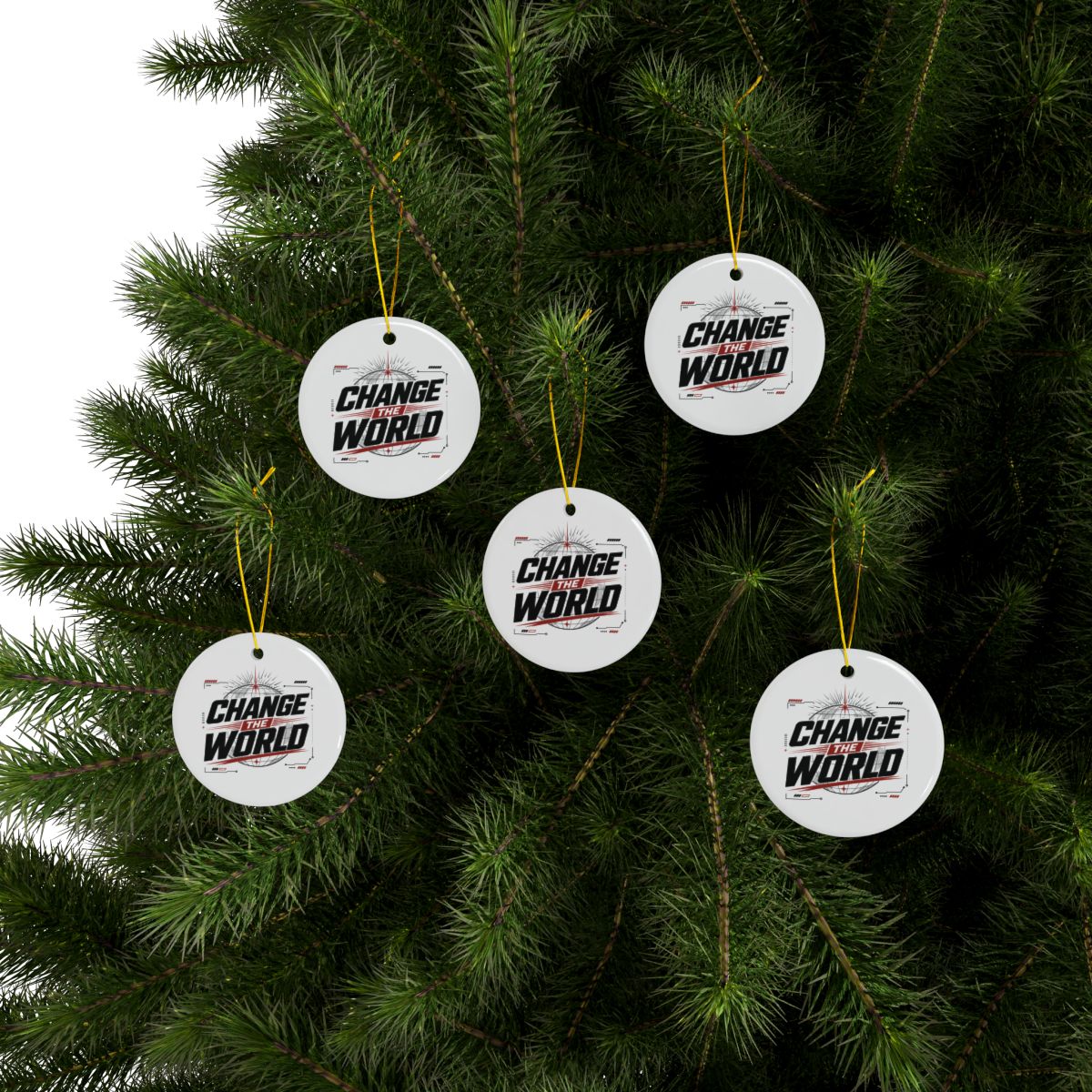 Change The World Ceramic Ornament | Double-Sided Round Holiday Decoration - Image 4