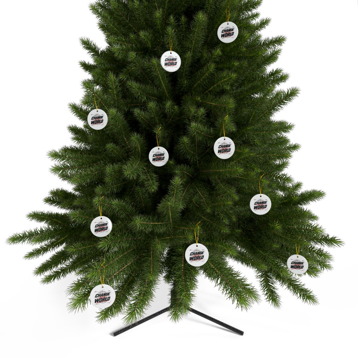 Change The World Ceramic Ornament | Double-Sided Round Holiday Decoration - Image 5