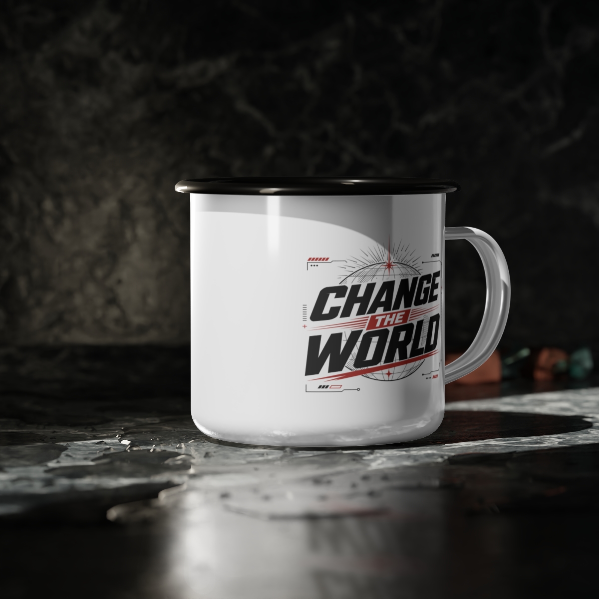Change the World Enamel Camp Cup Inspirational Travel Mug - Image 3