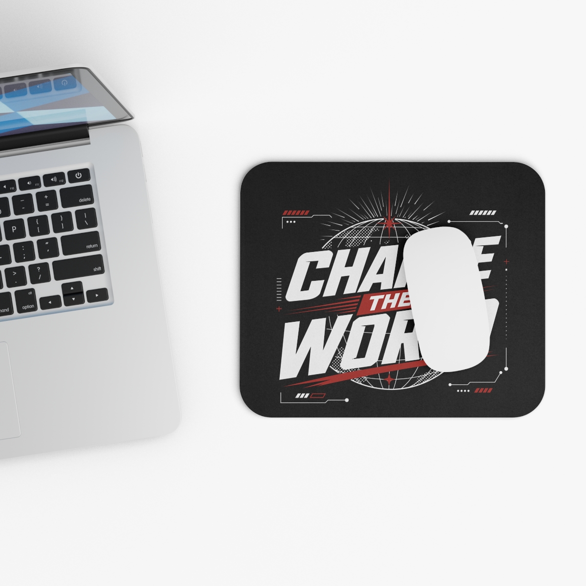 Change the World Mouse Pad | Motivational Globe Desk Mat - Image 3